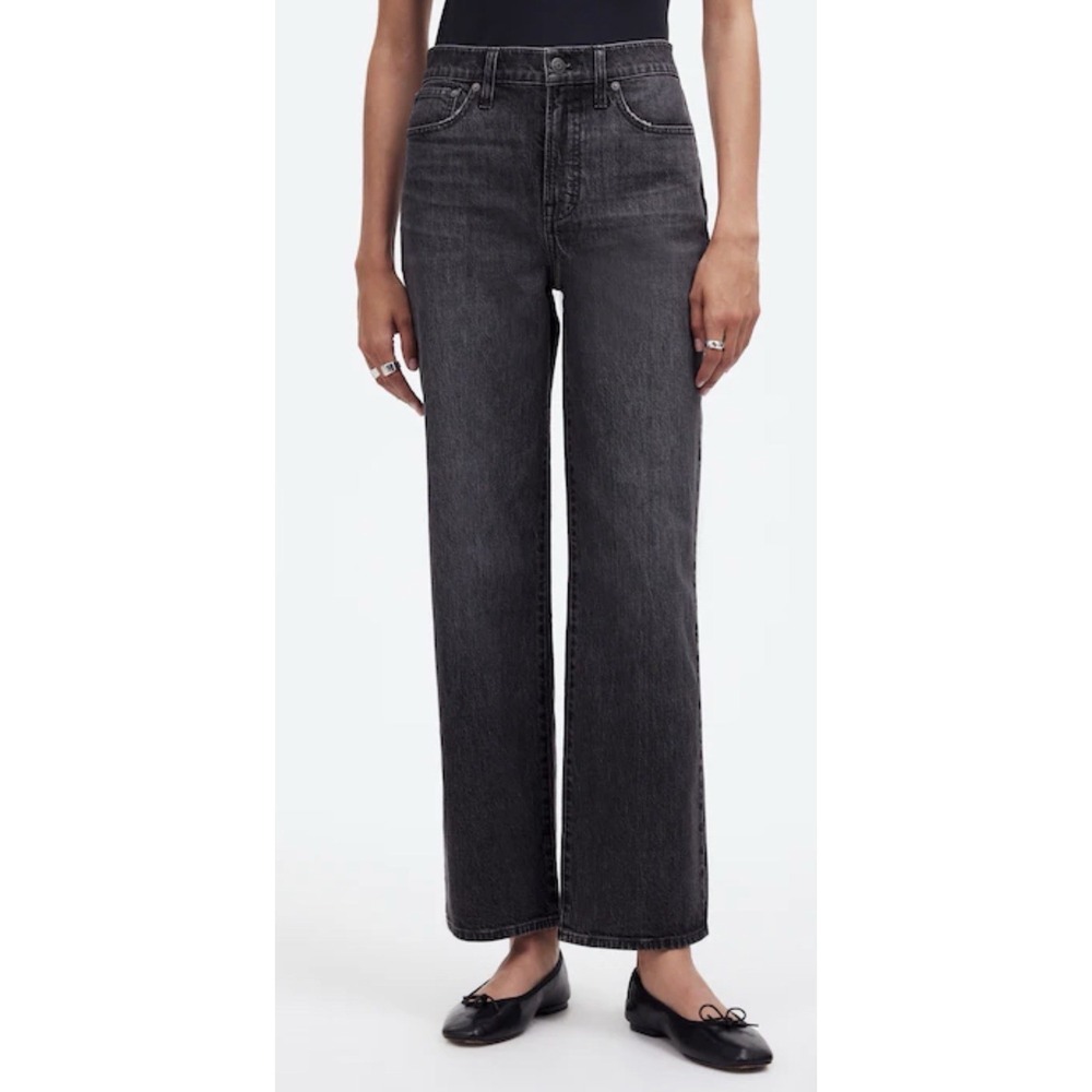 Madewell Size 28 The Perfect Vintage Wide-Leg Jean High Rise Black Rinse Stretch